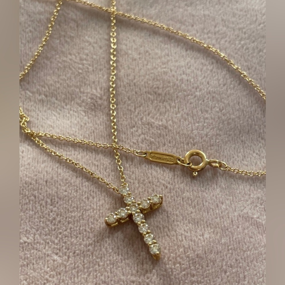 Tiffany & Co 18K Gold Cross Necklace